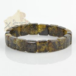 Dark green amber bracelet cube beads